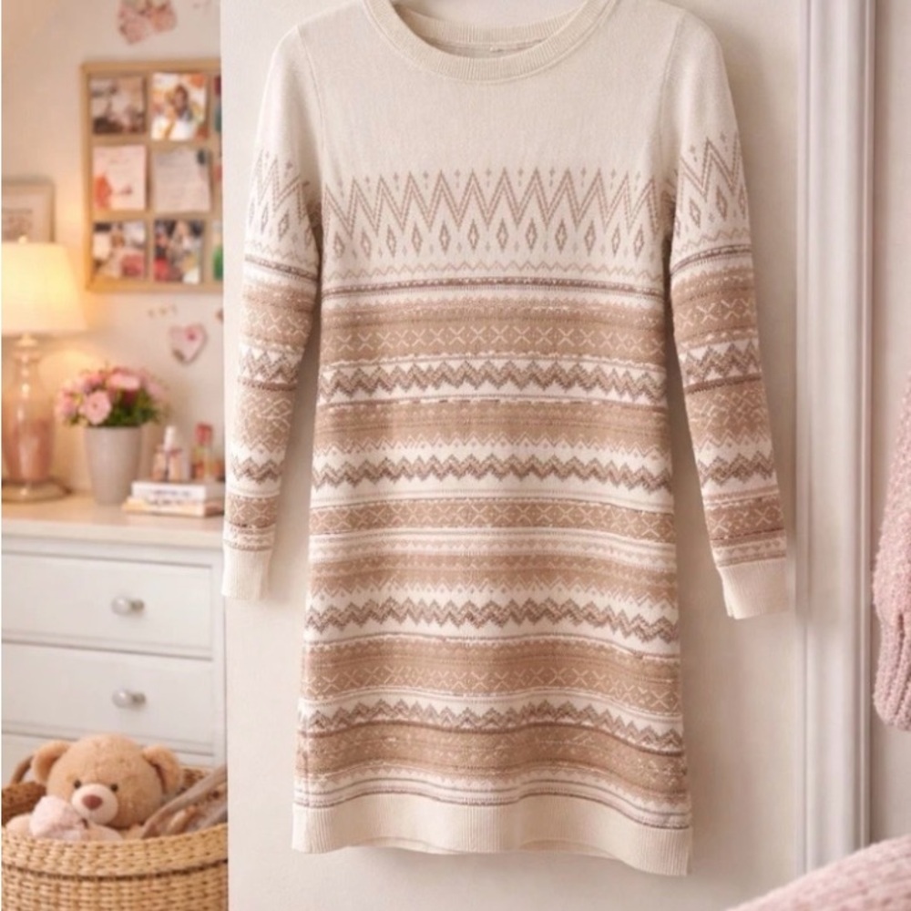 The Children's Place Beige and Cream Knit Dress